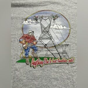 Vintage Linemen High Voltage Anything Else Is Just Another Job T-shirt Size XXXL